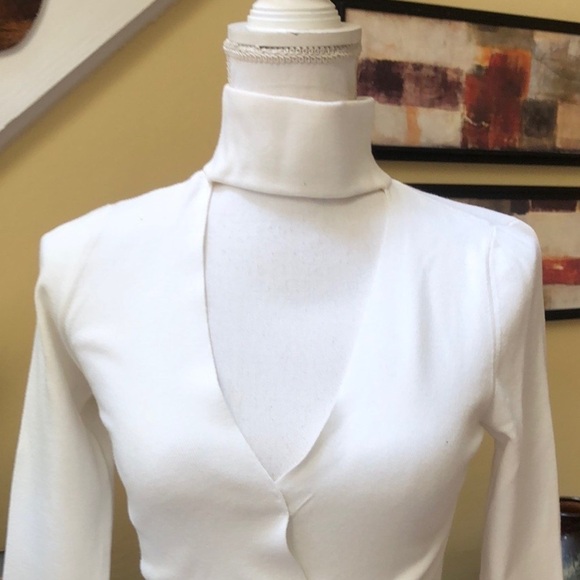 A.L.C. Choker White Form Flattering Long Sleeve MIDI Sheath Dress Size Small - Picture 3 of 13